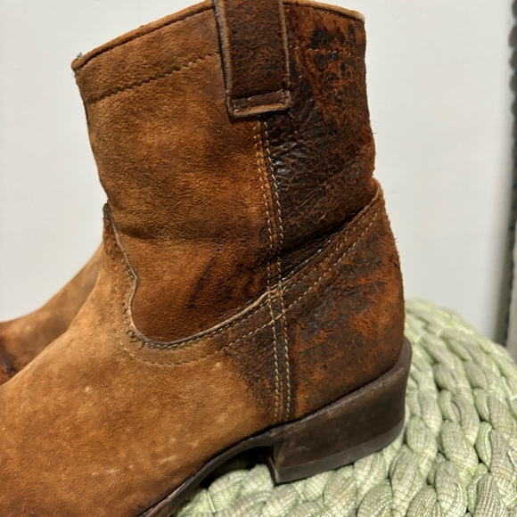 CORRAL Western Style Round Toe Lamb Leather Ankle Eudora Boots Chocolate-Tan - Picture 4 of 10